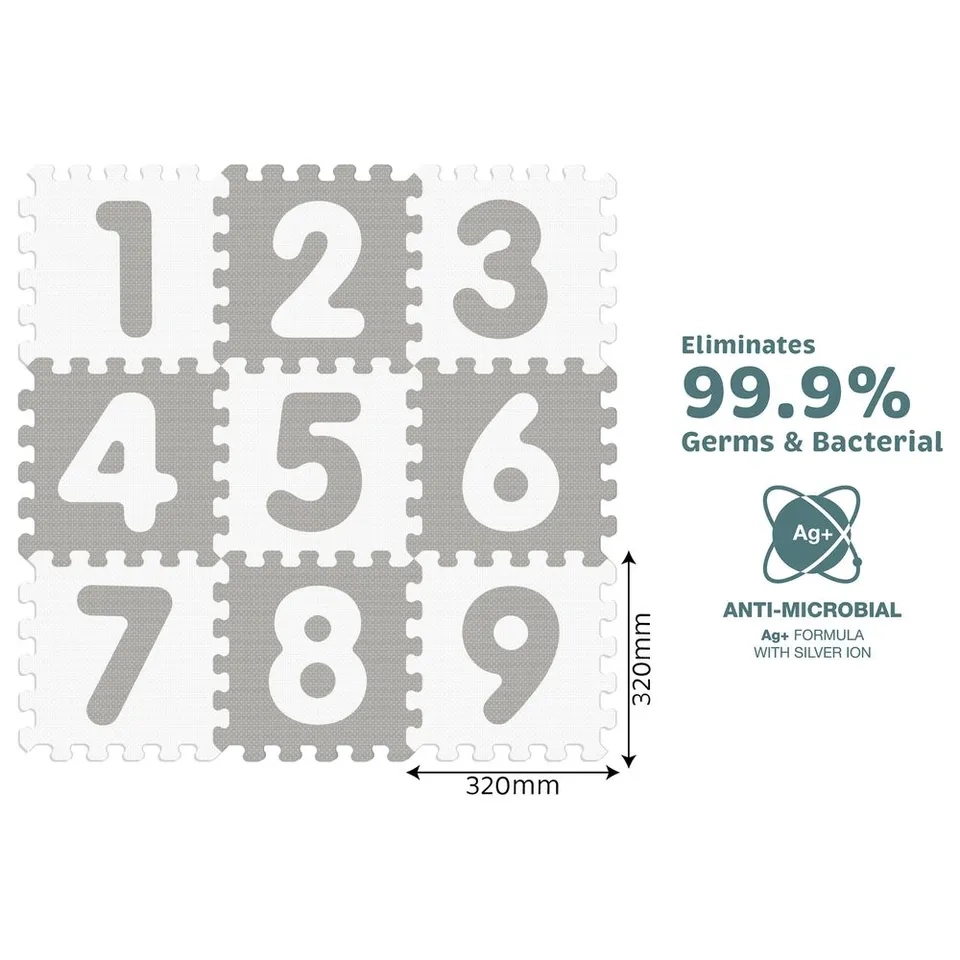 Antibacterial Alphabet And Numbers Floor Puzzle Mat - 10 Months 35 pieces