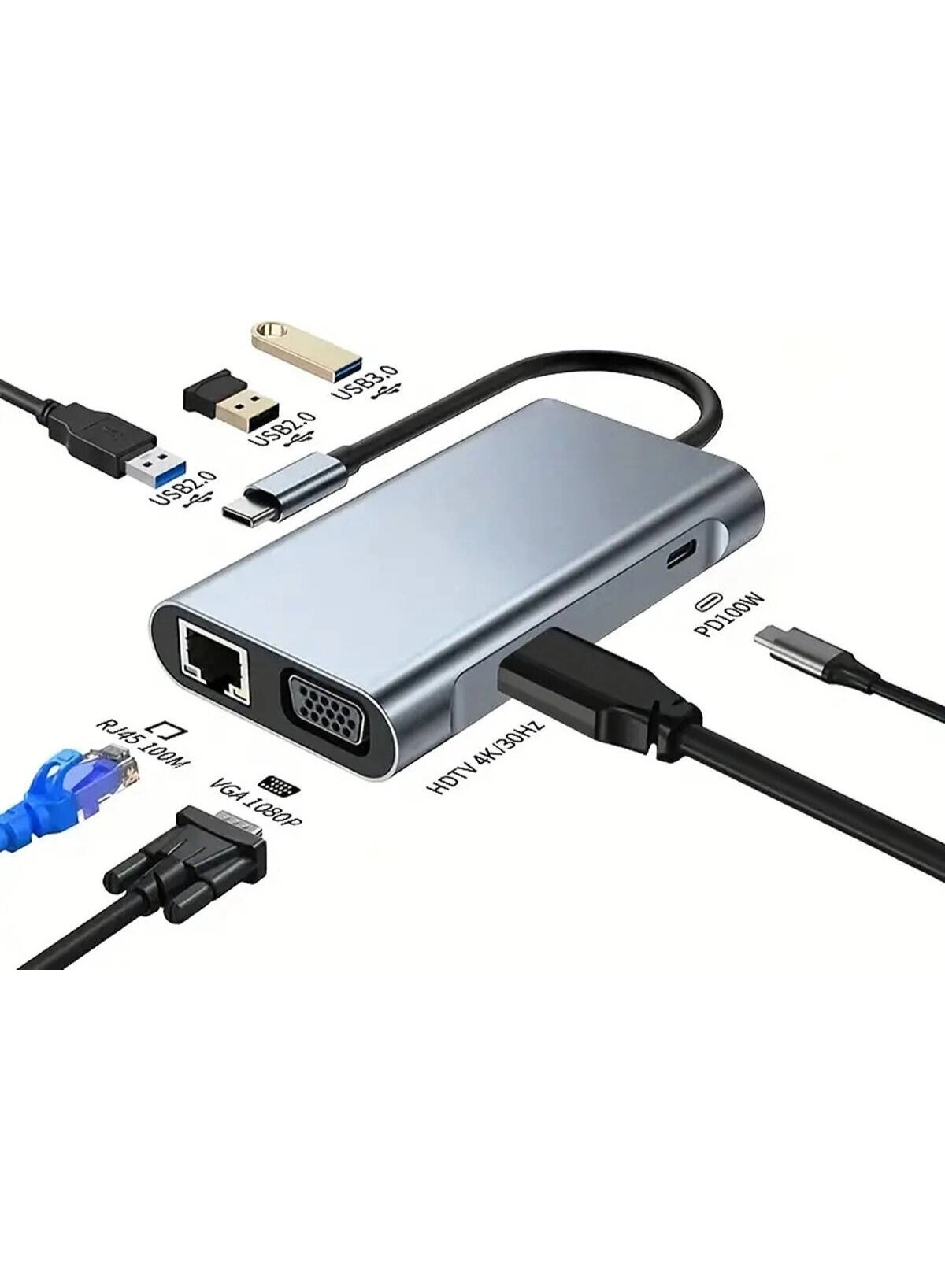 Hub-7-Ports - USB 3.0 100W Power Delivery Gigabit Ethernet
