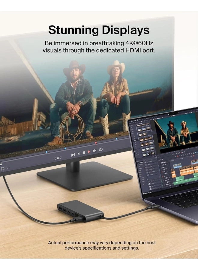 8-In-1 USB-C Multiport Hub Adapter - 100W Power Delivery 4K 60Hz 2.5 Gbps