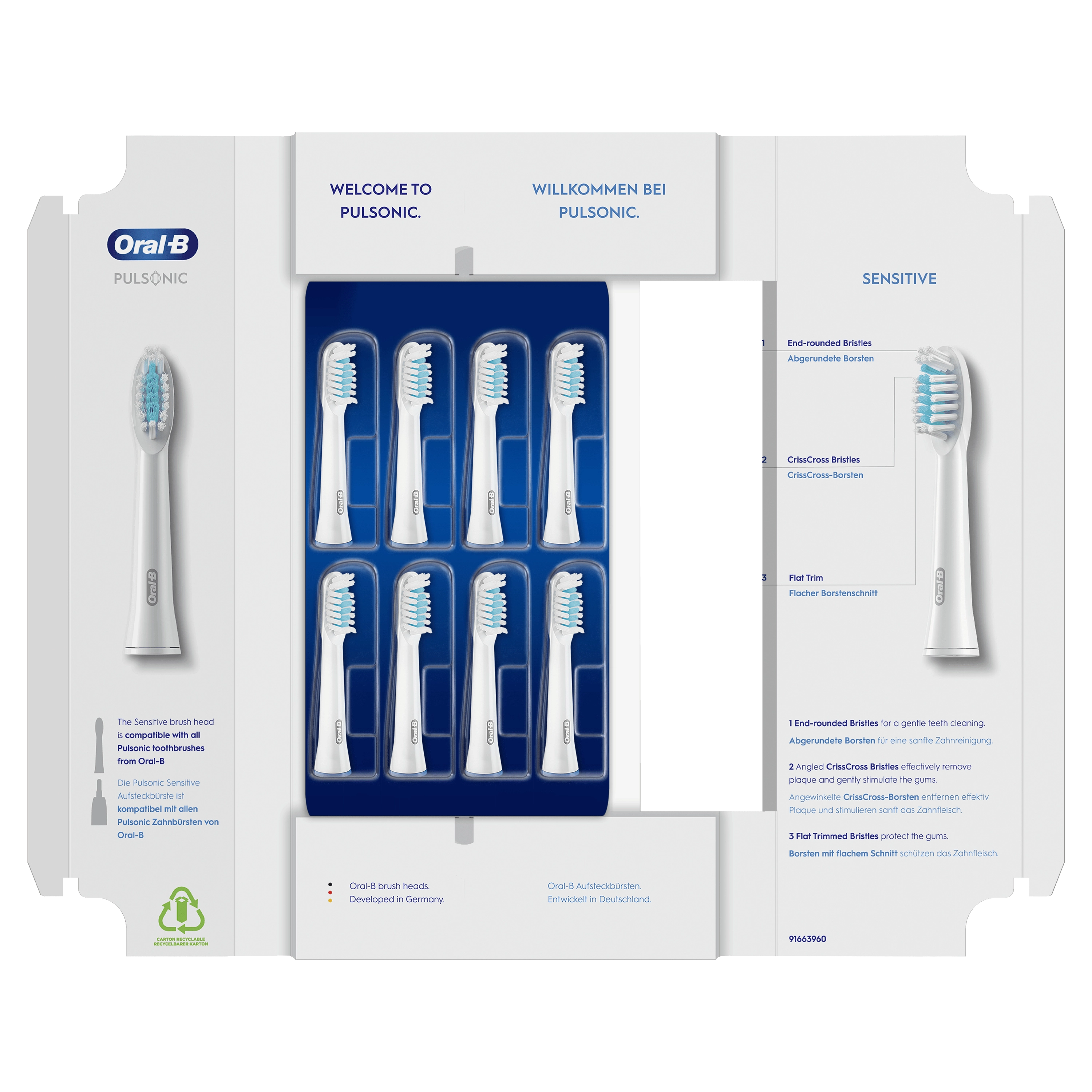 Precision Clean - Pack of 8 Toothbrush Heads White