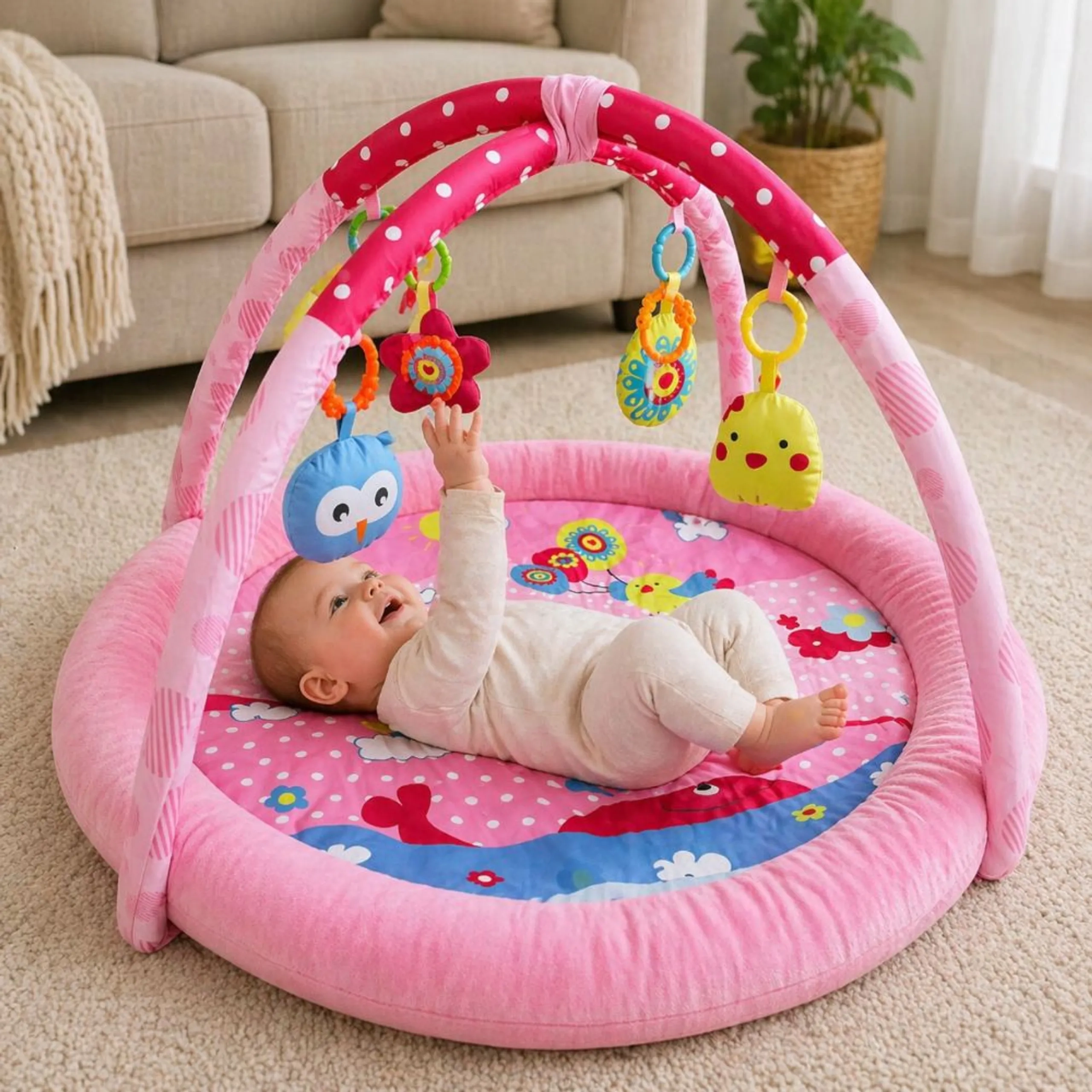 Baby Round Comfy Play Mat Activity Gym - car and airplane 0 months