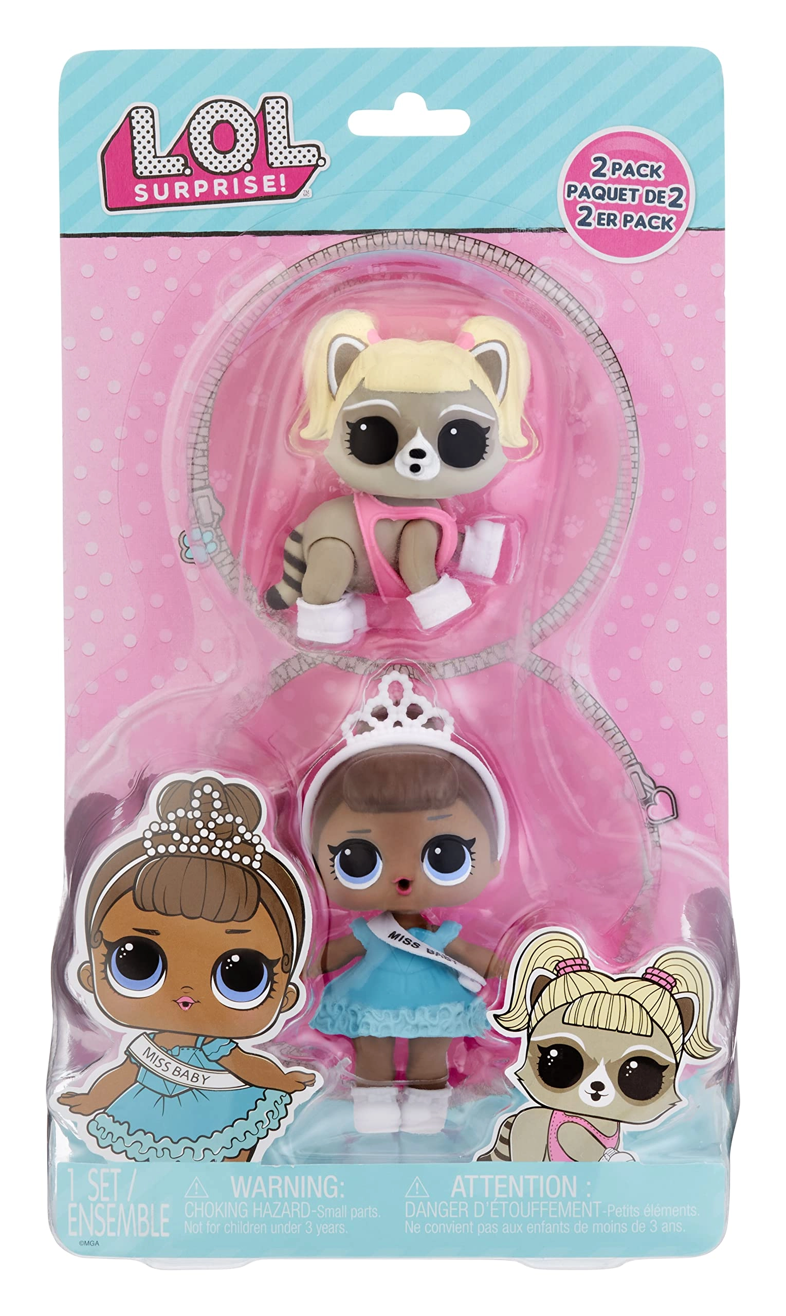 MGA Entertainment Miss Baby Mini Figure Doll - Tot + Hoops D.O.G.G. Mini Figure Doll - Pet