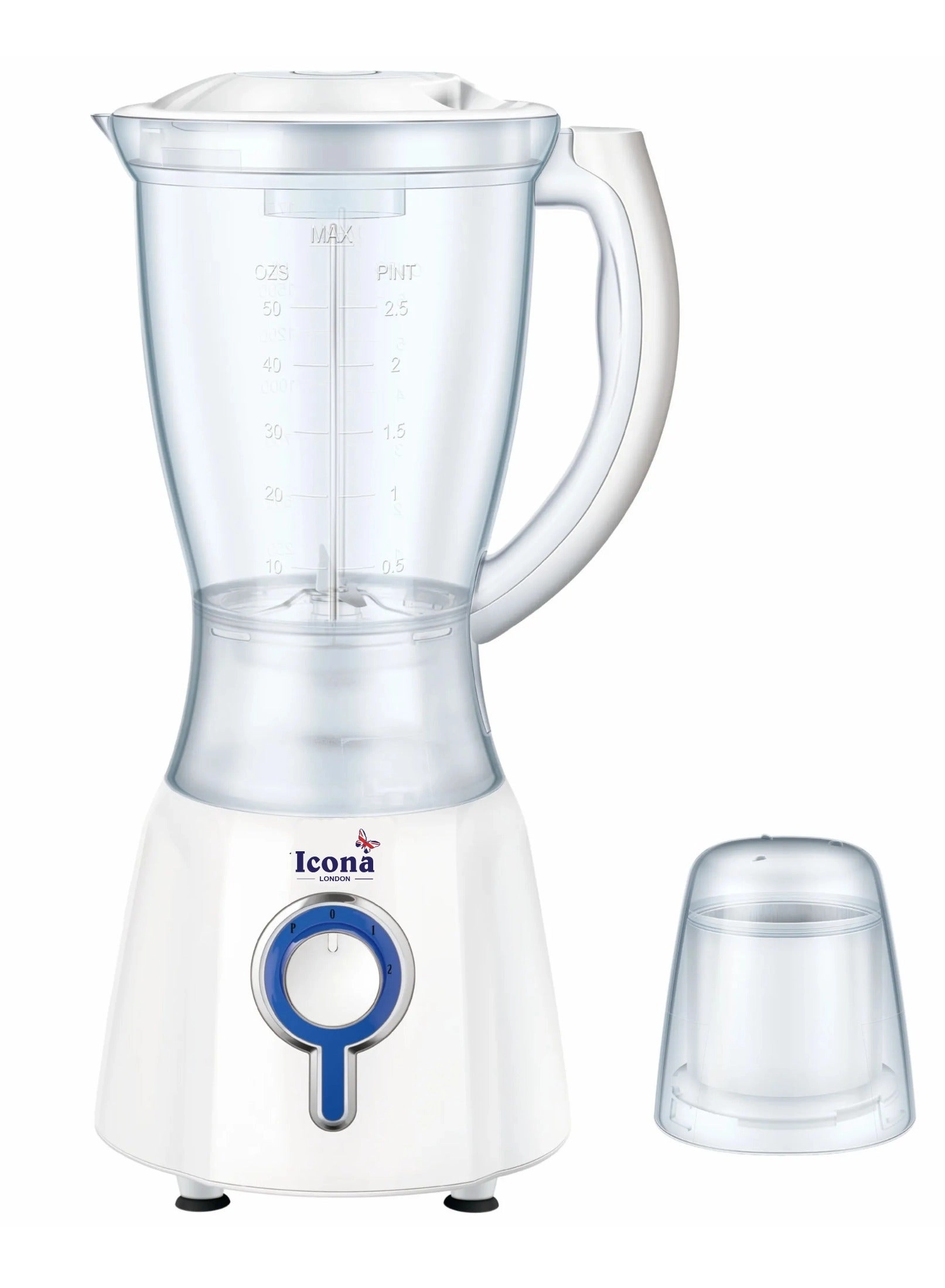 ICONA ILB-300T - 2-in-1 design, plastic and glass jars, two-speed control
