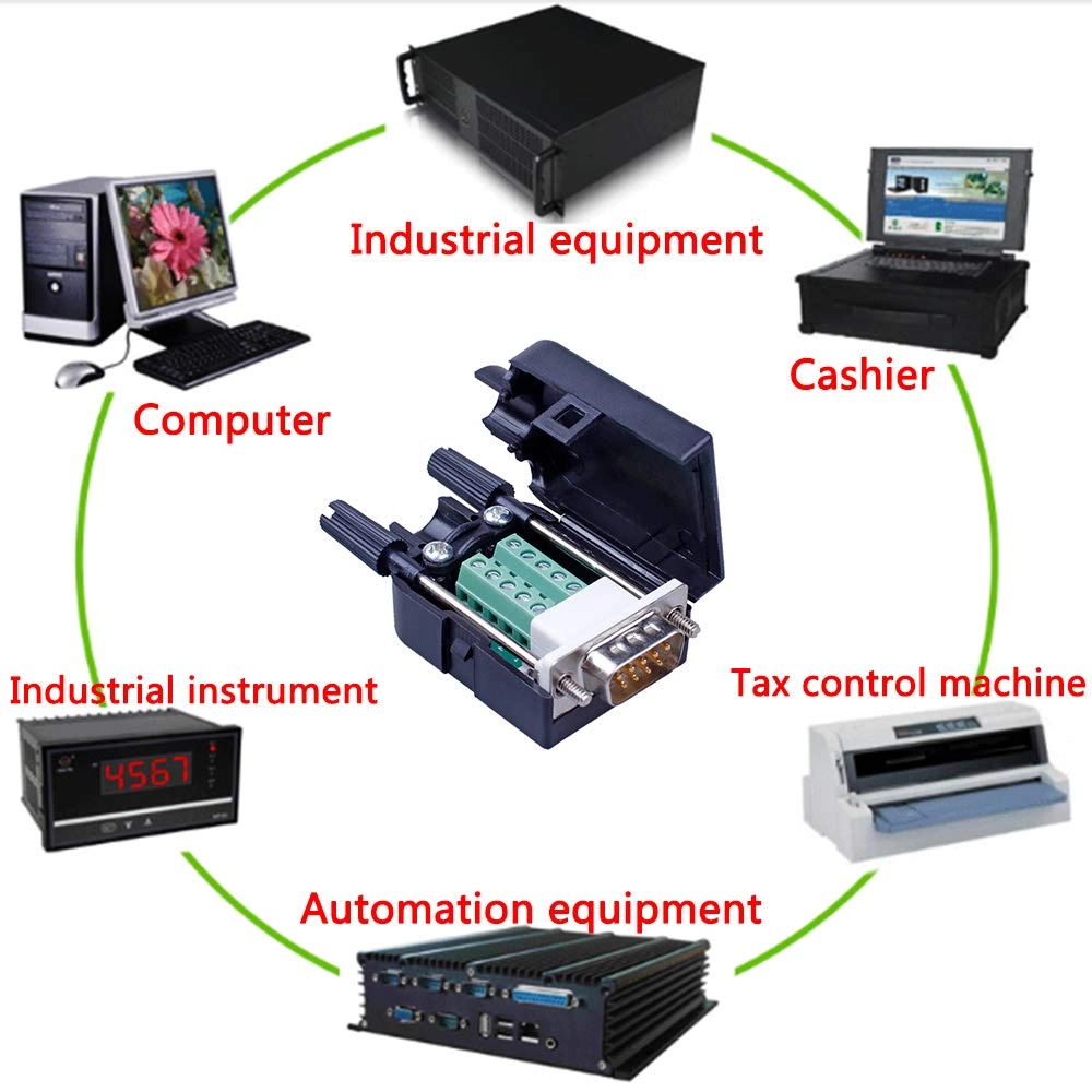 DB9 Solderless RS232 D-SUB Serial to 9-pin Port Terminal Male Adapter Connector Breakout Board