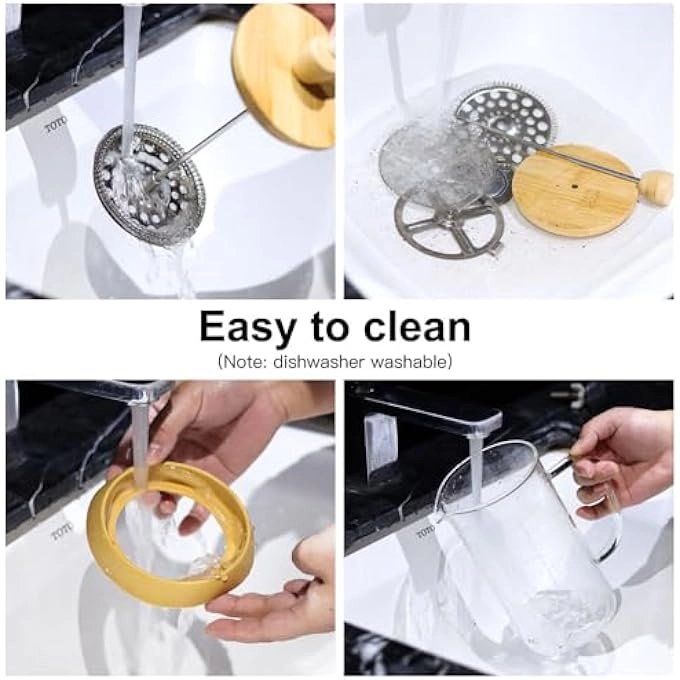 French Press - Borosilicate Glass Bamboo Lid