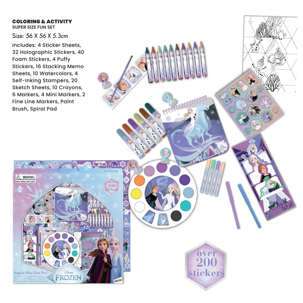 Frozen 2 Art Kit - 200+ Pcs crayons markers watercolors