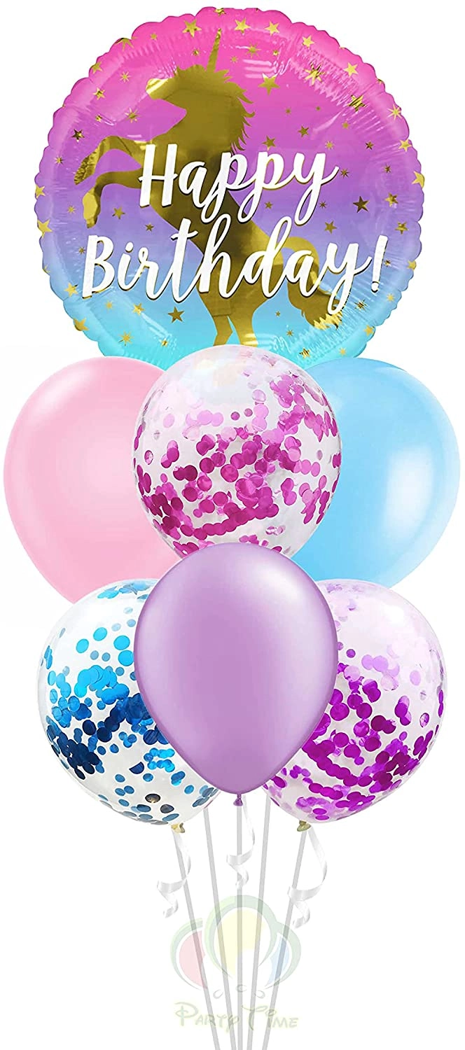 Unicorn Balloon Sets - Latex Foil Helium Happy Birthday Banner