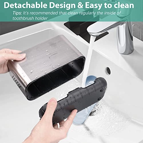 Toothbrush and Toothpaste Holder - Brushed Nickel Large Drainage