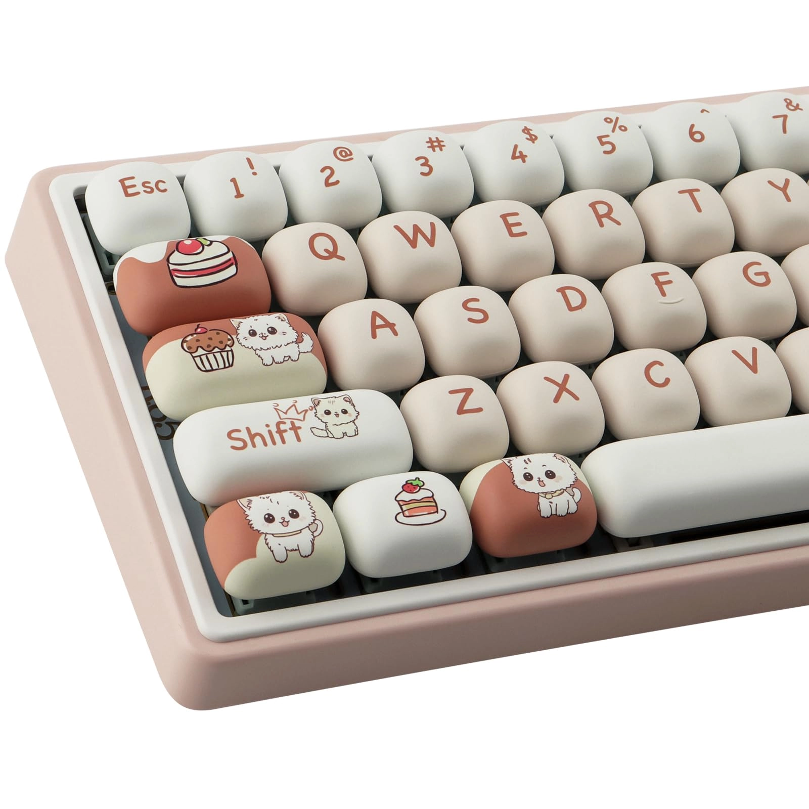 TYRIXKI Pink Dessert Cat Keycaps - 1.0 Count