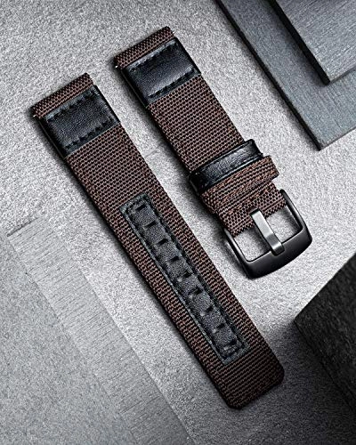 20mm 22mm Canvas Leather Hybrid Watch Band for Amazfit Bip/GTR/GTS/Pace/Stratos - 42mm 47mm