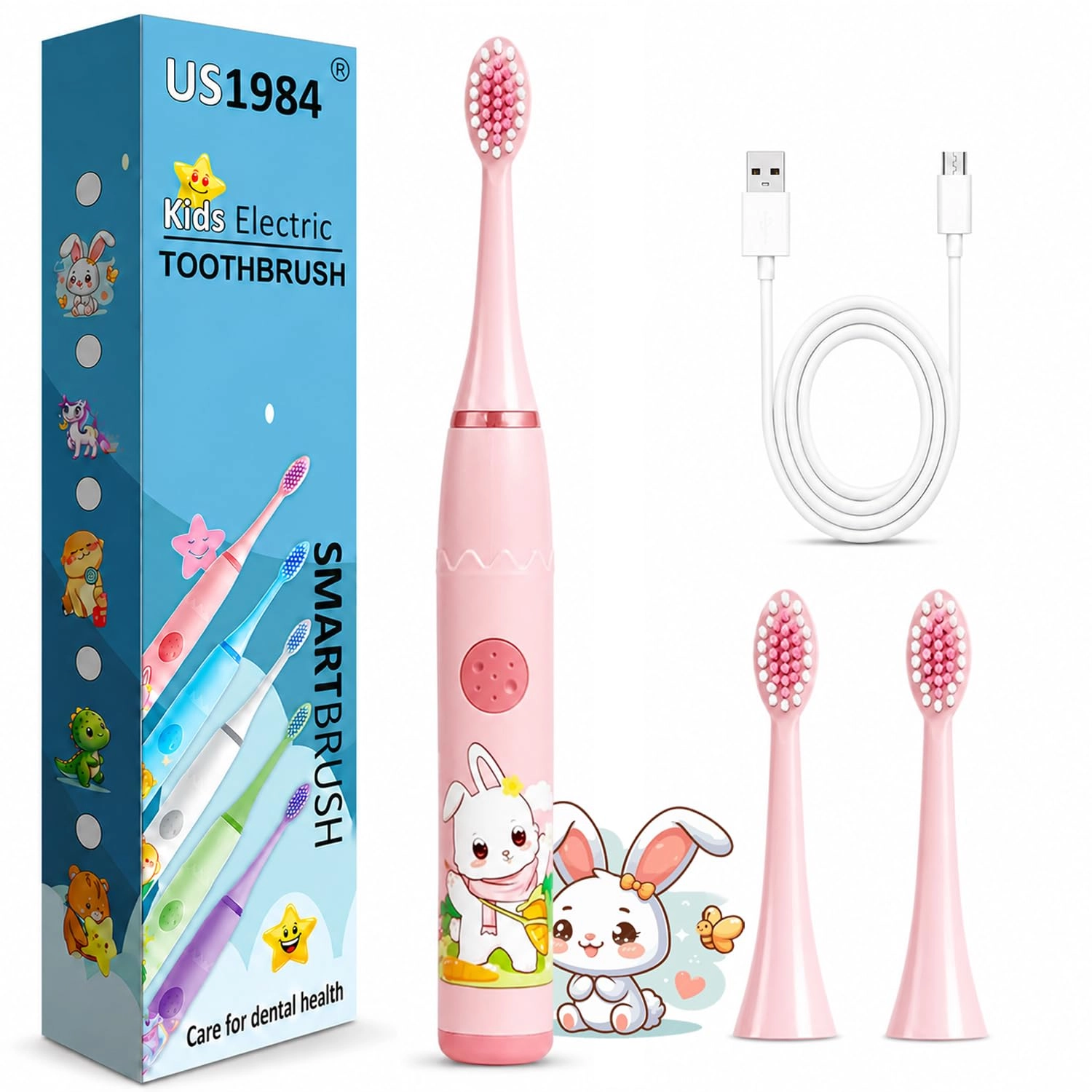 Sonic Electric Toothbrush - 4 Modes 3 Brush Heads Rechargeable