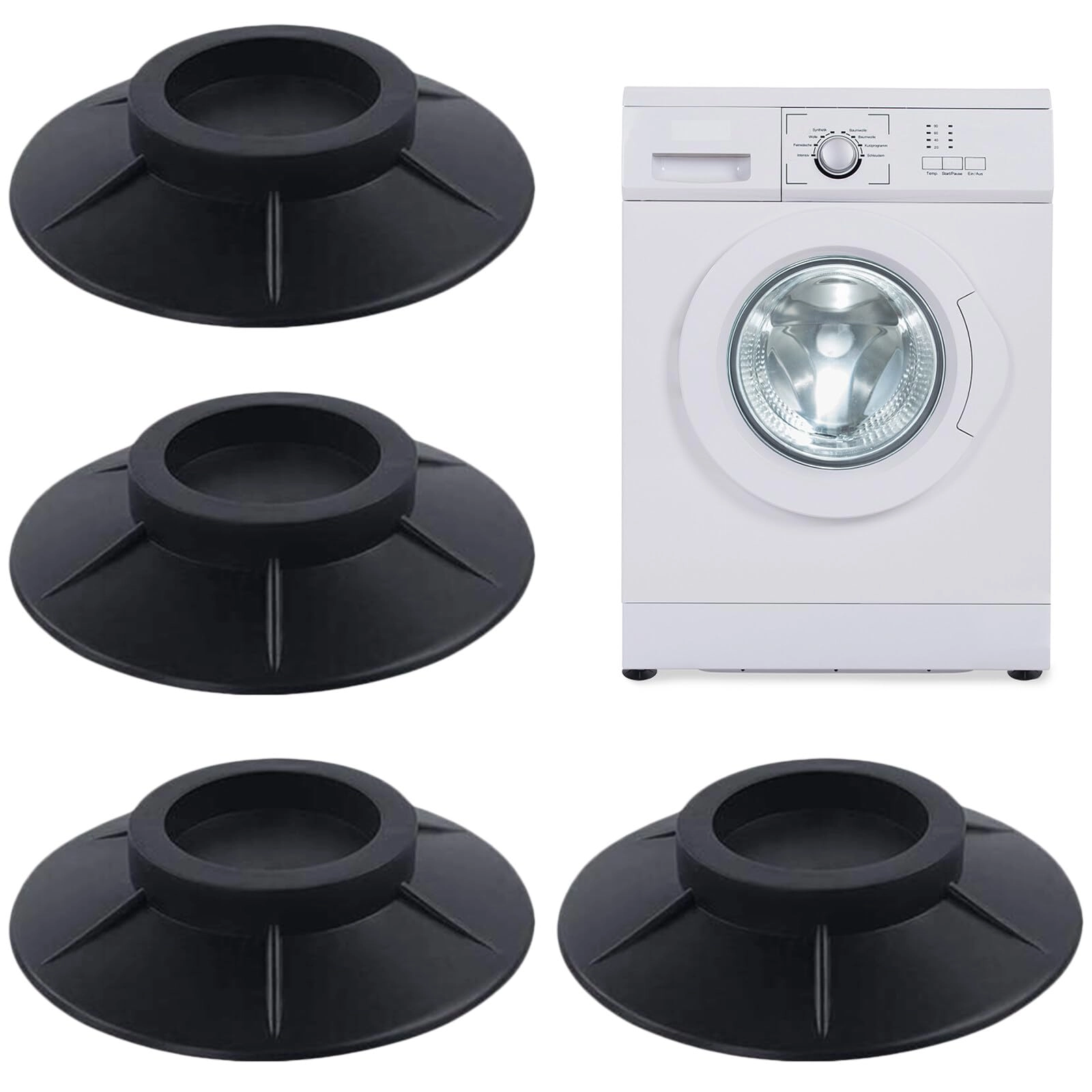 Gwolf Anti Vibrant Pads - Washing Machine 4 Pack Black