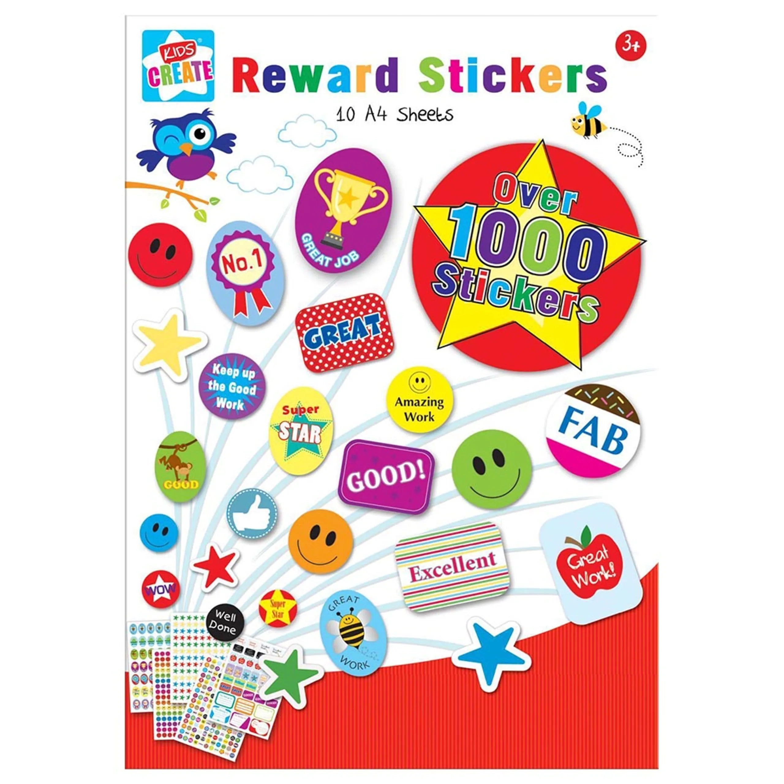 Kids Create Reward Sticker Pad - 10 A4 Sheets over 1000 Stickers