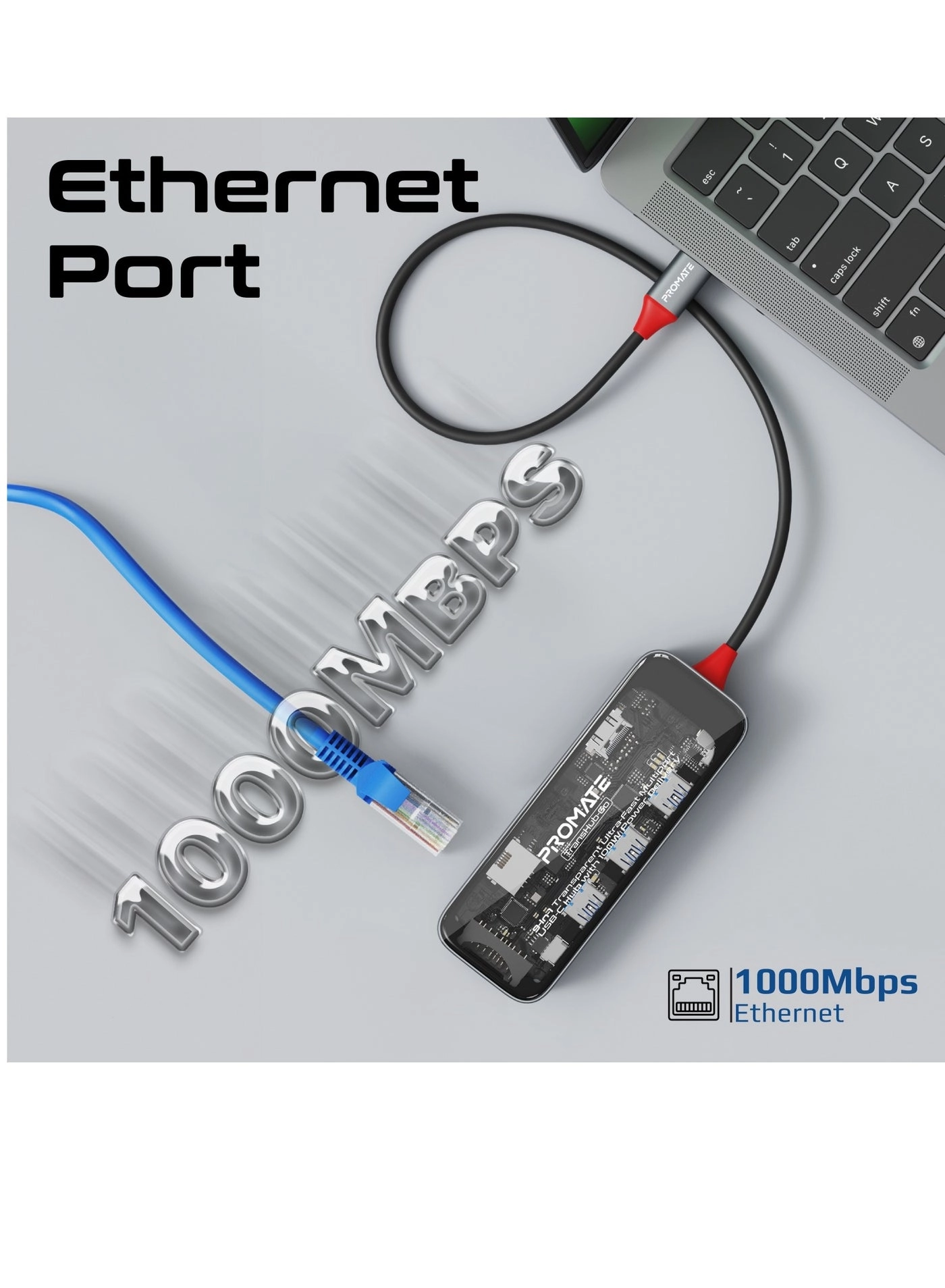 TransHub-Go - 9-in-1 USB Hub 100W USB-C Power Delivery