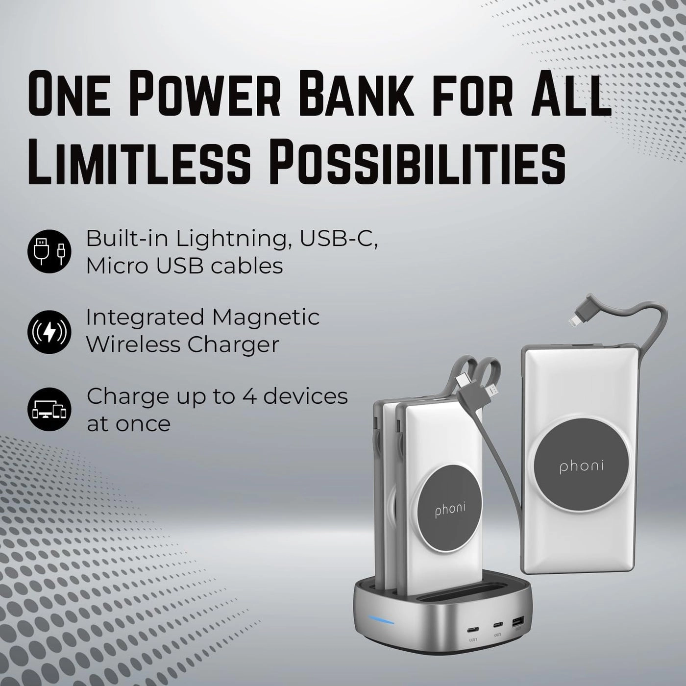 3 in 1 Magnetic Magsafe - 10000mAh 18W Fast-Charging Wireless charging