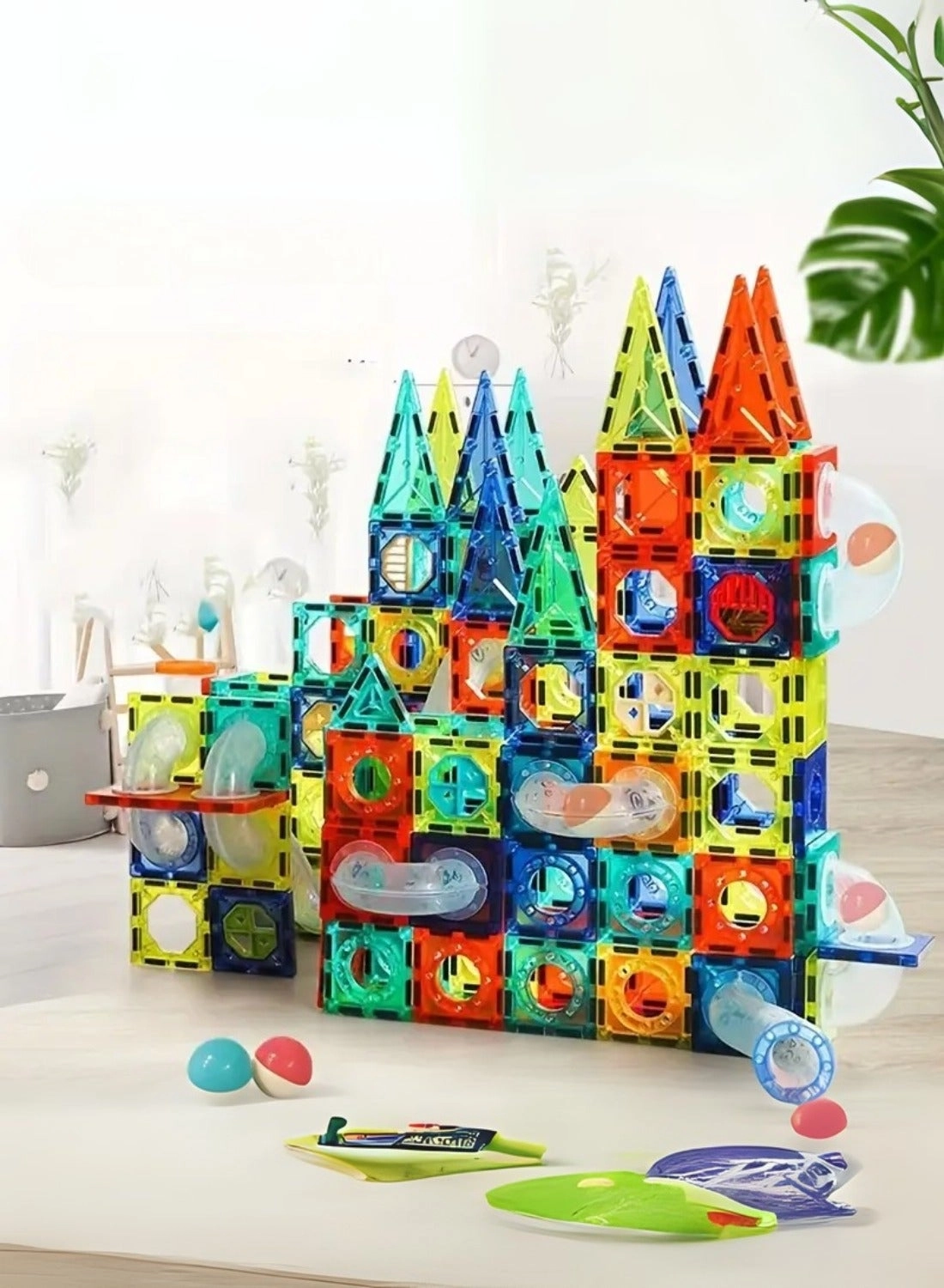 Magnetic Tiles Ball Track Set - 97+ pcs
