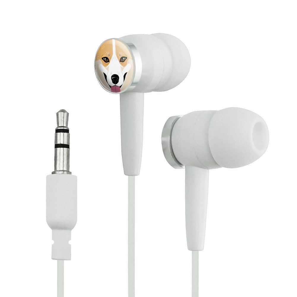 Graphics and More Pembroke Welsh Corgi Face Pet Dog Novelty In-Ear Earbud Headphones Wired Earbud