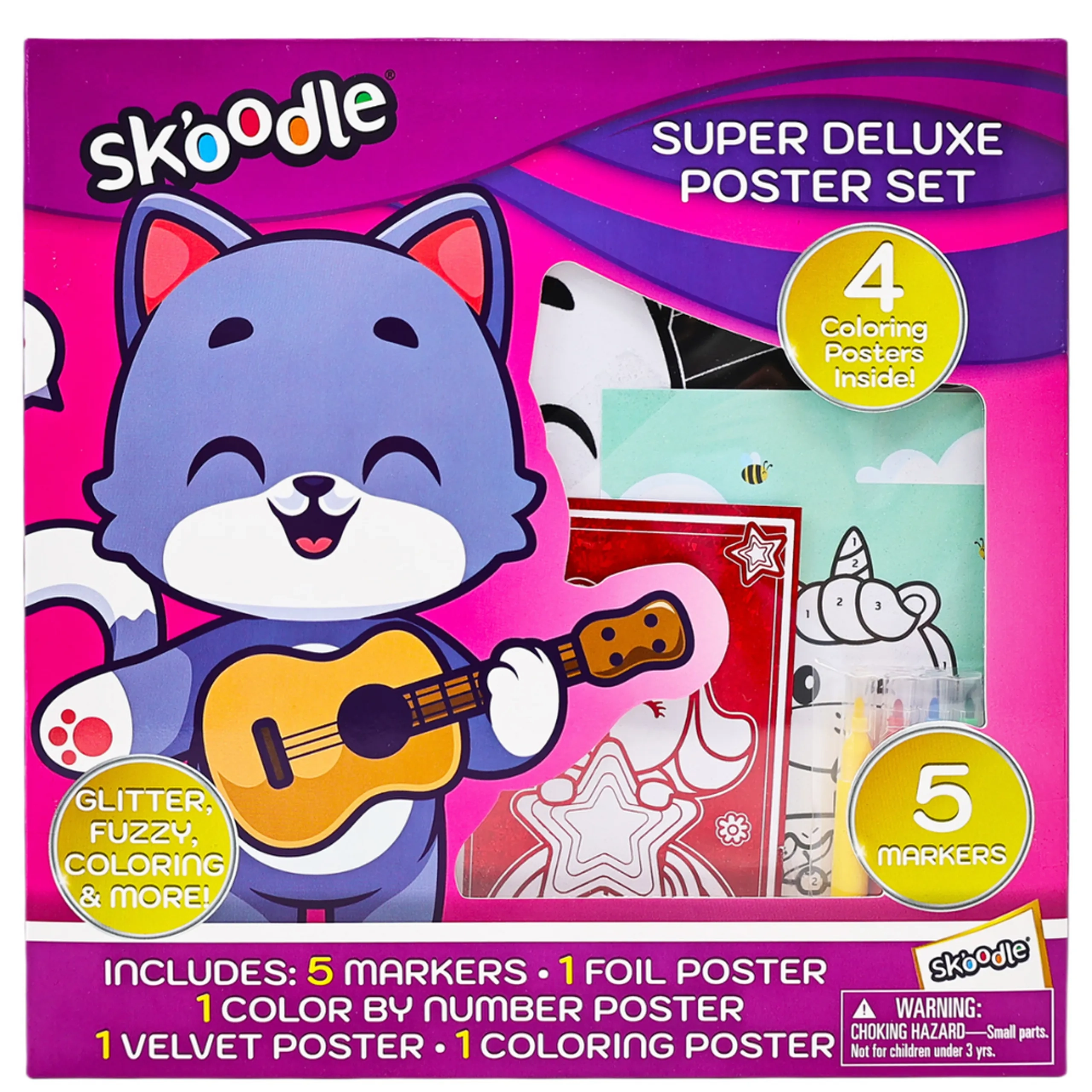 SKOODLE Super Deluxe Poster Art & Craft Set - 4 fun posters 5 markers