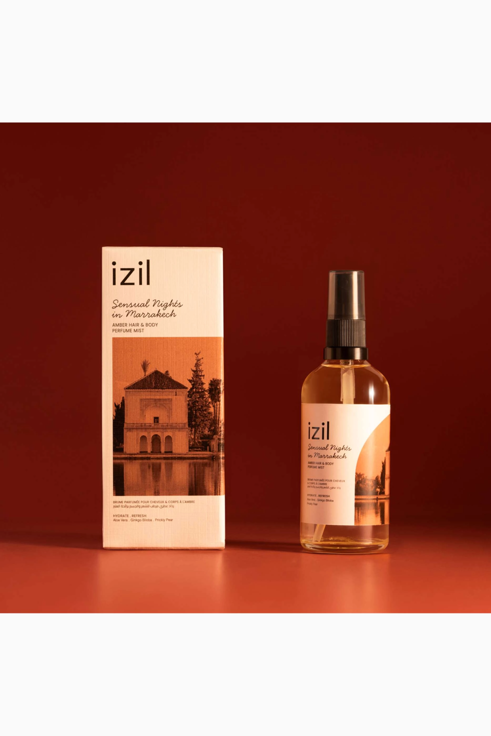 Sensual Nights in Marrakech Amber Hair & Body Perfume Mist - 100ml woody amber with a spicy hint of ginger