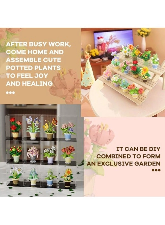 DIY Mini Flower Pot Plant Building Block Toys - Pink bouquet 187pcs