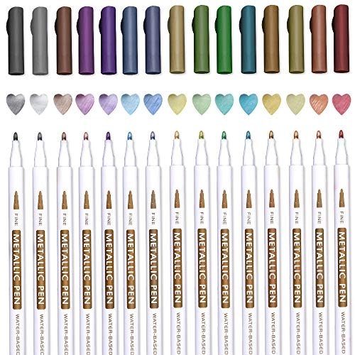 Metallic Brush Markers - 15 colours Brush Tip