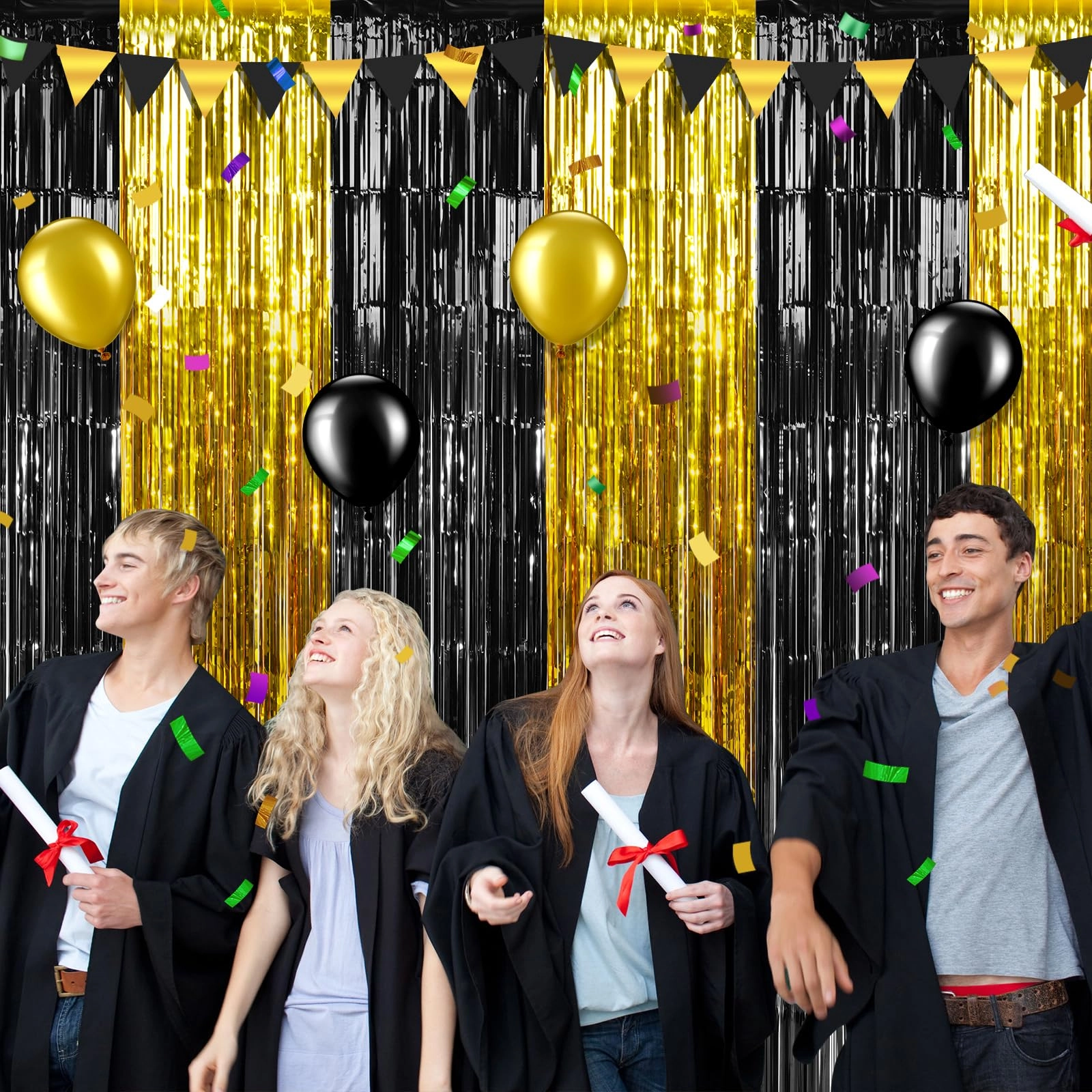 Foil Fringe Curtain - 3 Birthday Graduation Prom Wedding Pack