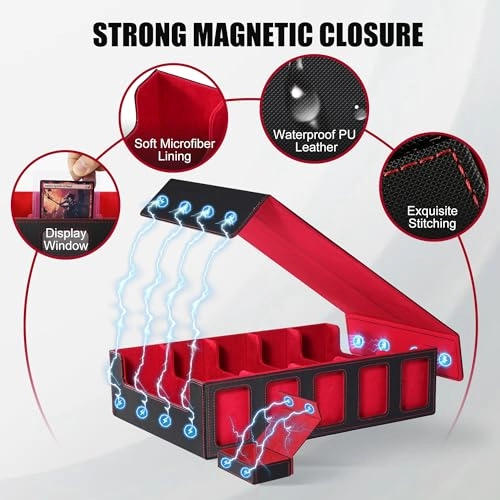 Trading Card Storage Box - Commander Display Black& Red