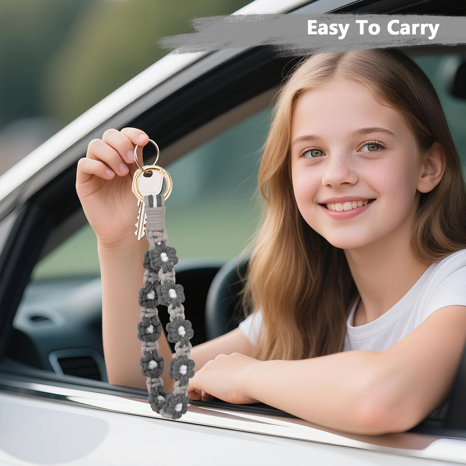 Boho Macrame Keychain - Car