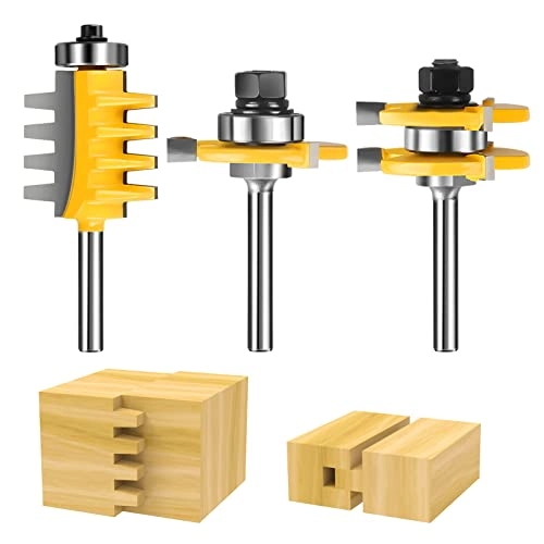 Tongue and Groove Router Bit - 1/4-Inch Shank 3 Pack