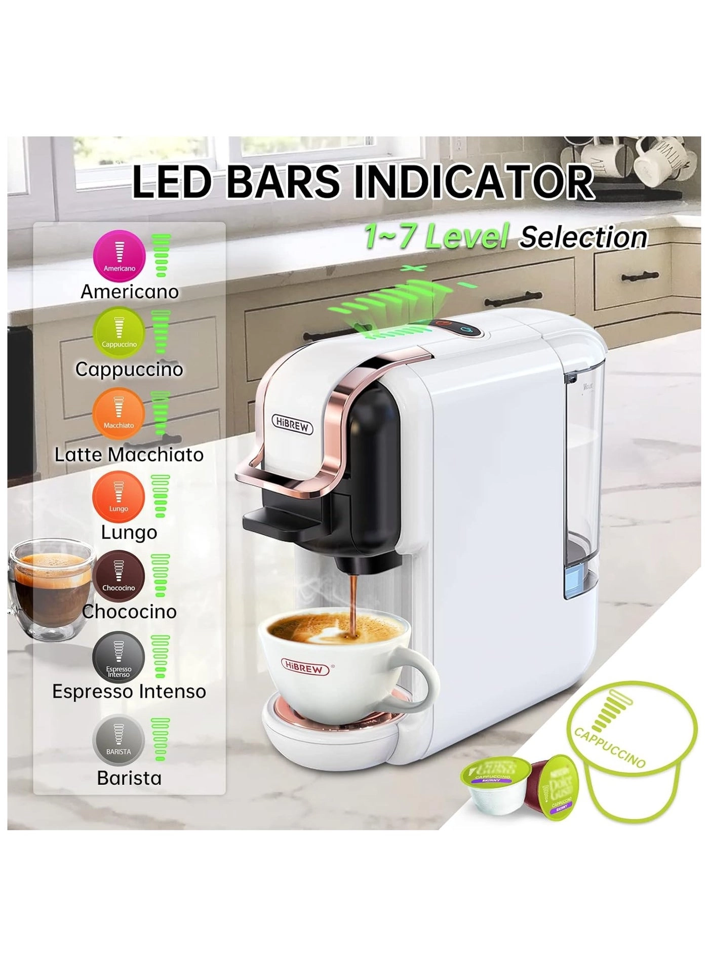 5-in-1 Capsule Espresso Machine & Milk H2B M1A