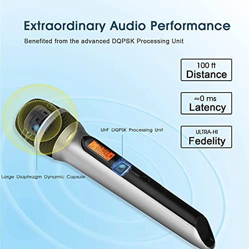Dual UHF Dynamic Handheld Wireless Microphone