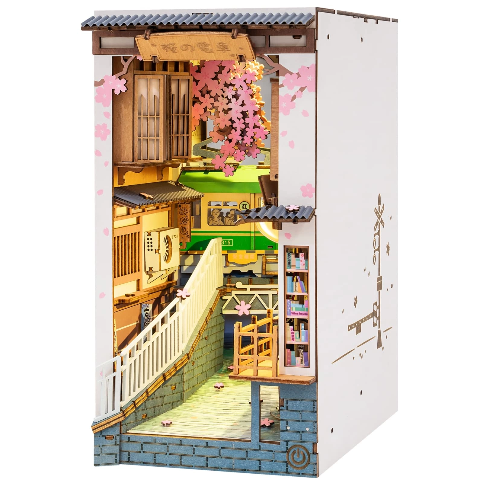 RoboTime Wooden Bookcorner Dollhouse Set - Sakura Densya