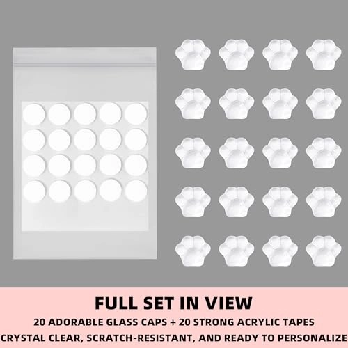 Cat Paw Shape Raised Keyboard Stickers - 20 PCS Crystal Clear Glass