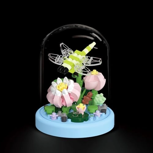 Mini Flower Building Toy (SG6997) - Dragonfly Insect Figurines Dustproof Dome