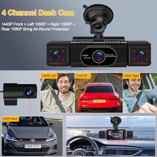 Dash Cam Front and Rear 4-Channel - 1440p