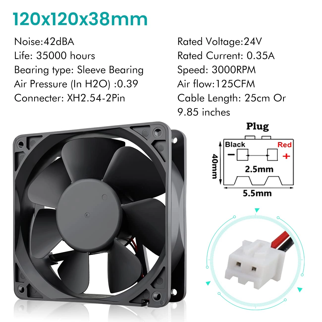 Brushless DC Industrial Cooling Case Fan - 120mm