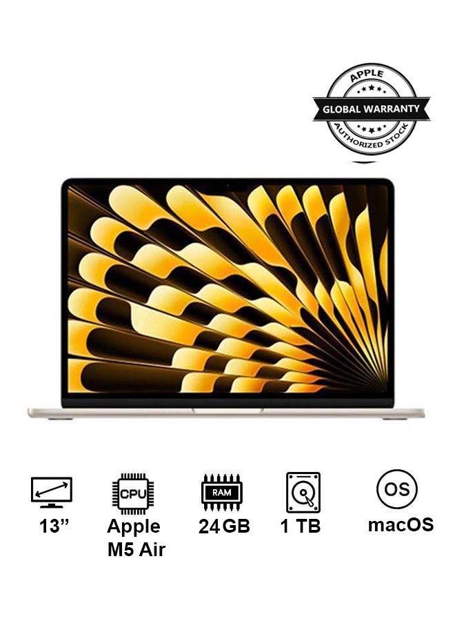 MacBook Air MDHG4AB - 13'' M5 Air | 10-Core CPU 10-Core GPU 24 GB DDR4 1 TB SSD