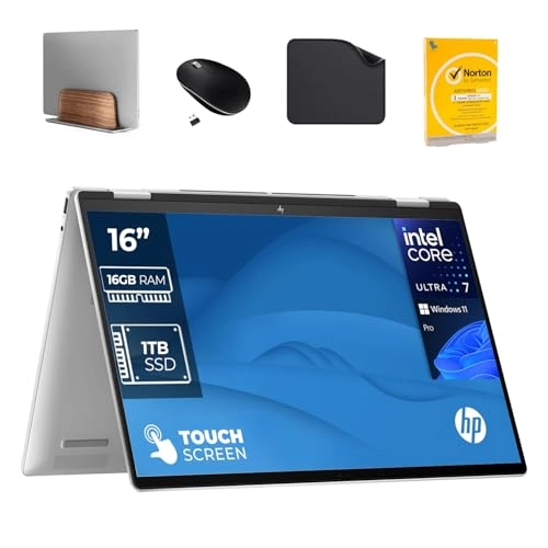 Envy x360 - 16'' Ultra 7-155U 16GB DDR5 1TB SSD + 1st Wave Premium Laptop Stand + Wireless Mouse + Antivirus Software + Mouse Pad