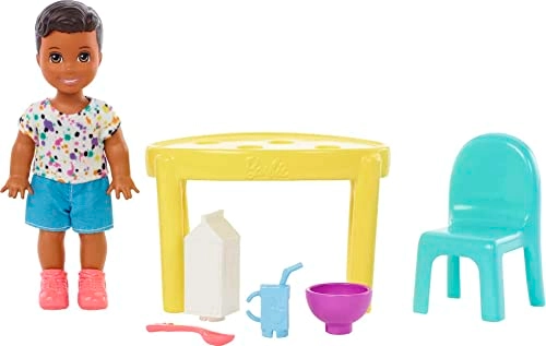 Skipper Small Doll and Accessories Playset - Toddler Boy Doll Table and Chairs 5 Accessories Ages 3+