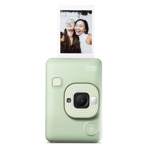 INSTAX Mini LiPlay - Hybrid Instant Camera + INSTAX Mini Twin Film Pack - 20 Sheets + 32GB microSD Card + USB Charging Cable + Hand Strap + Camera and Lens Cleaning Cloth - Grey