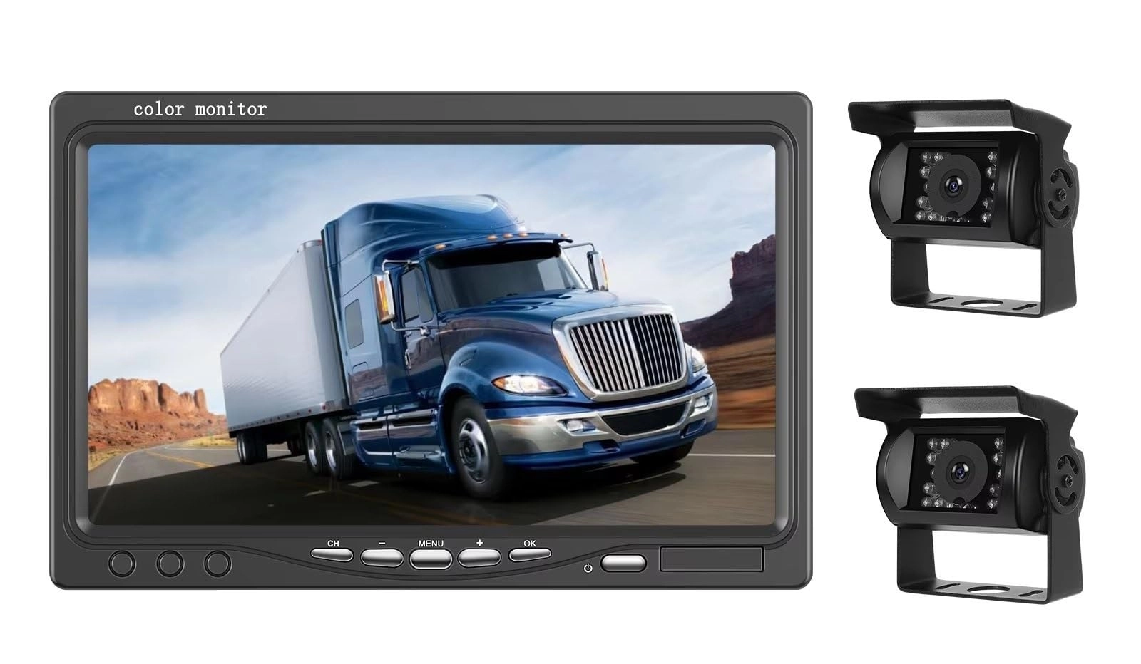 Zhaomystic Reversing Camera Monitor - 7 IPS Wireless + Dual Rear View Wireless Camera - Night Vision 1080P