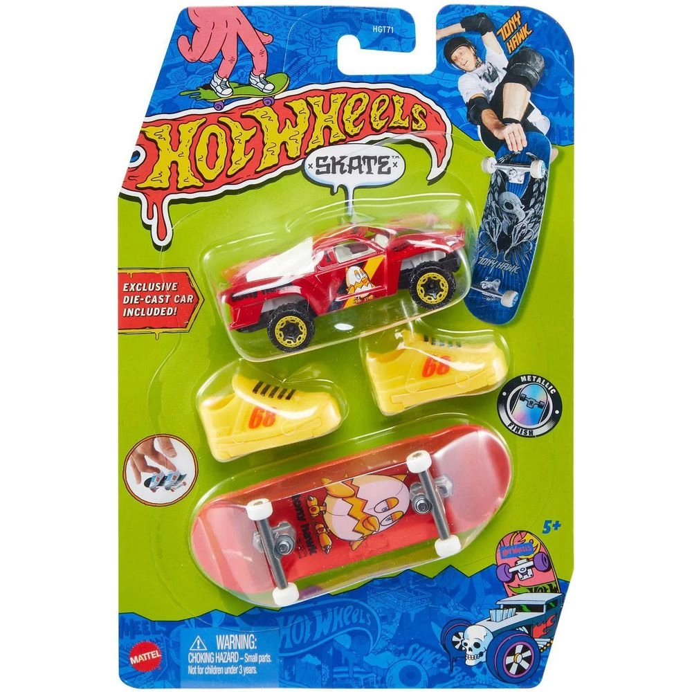 Hot Wheels Skateboard + Tennis Shoes + Die-cast Vehicle - 1:64