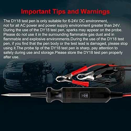 Circuit Tester - 6V-24V + Alligator Clips - 10 Pieces 5 Colors