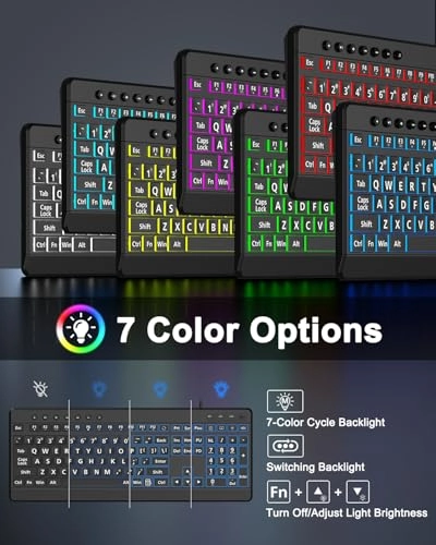 Large Print Backlit Keyboard - US Wired