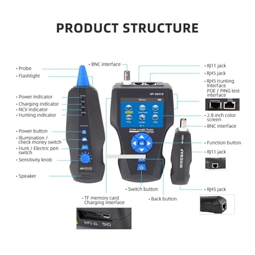 Network Cable Tester - RJ45 RJ11 BNC Length Test