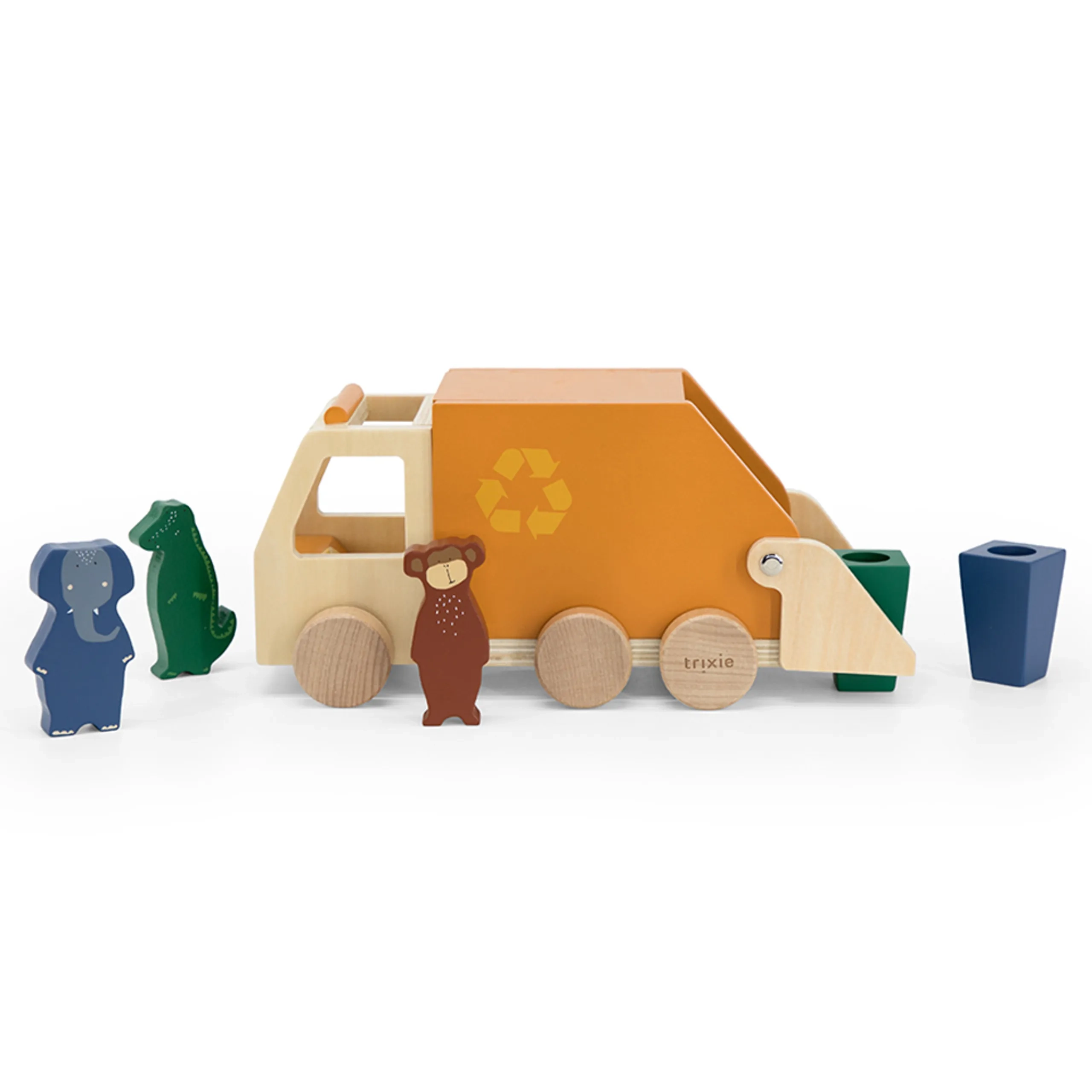 Wooden Garbage Truck - Orange FSC-certified