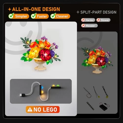 Flower Arrangement - LED light kit Compatible with Lego 10345