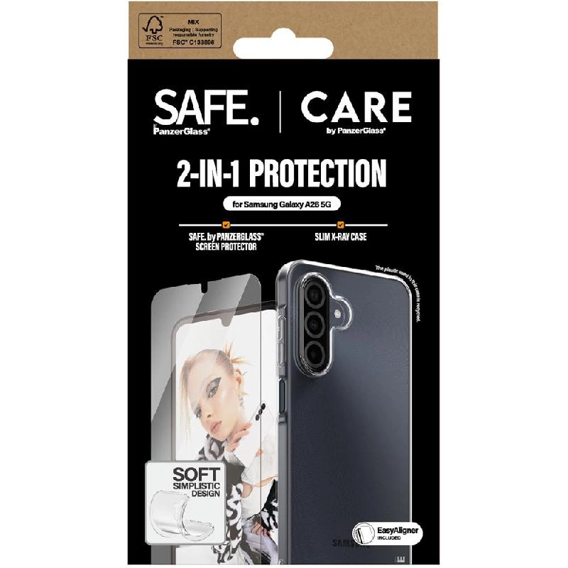 CARE X-Ray Soft Clear Case - Clear + SAFE Tempered Glass Ultra Wide Fit Smartphone Case - Ultra Wide Fit for Samsung Galaxy A26 5G