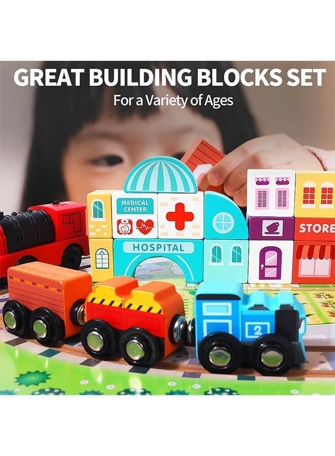 Deluxe Wooden Train - City Building Block Set