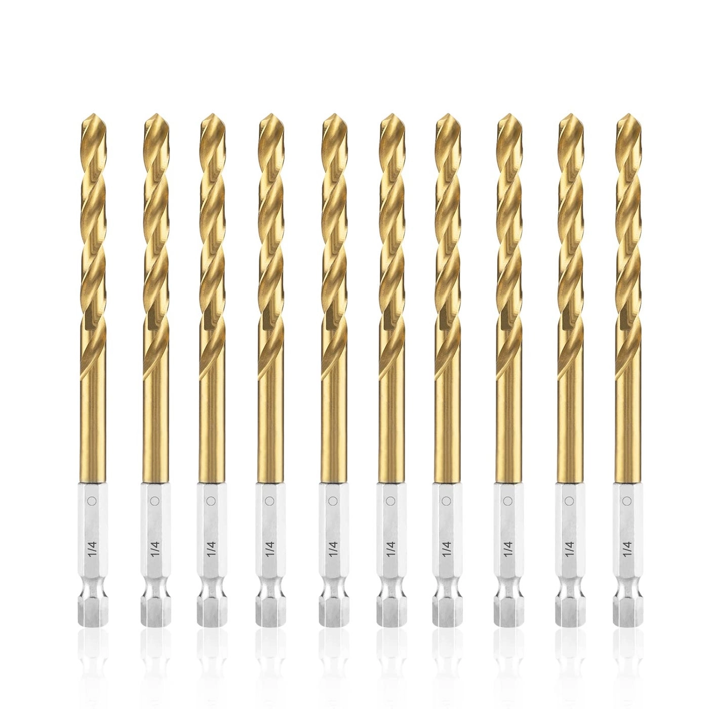 amoolo 1/4 Impact Drill Bit Set - Titanium HSS 10Pcs